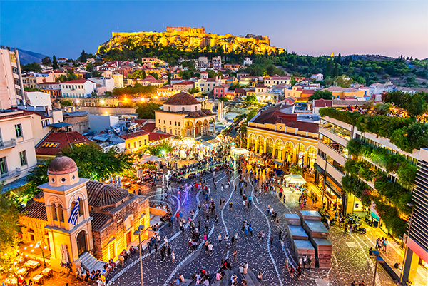 Crowded Market in Athens, Greece